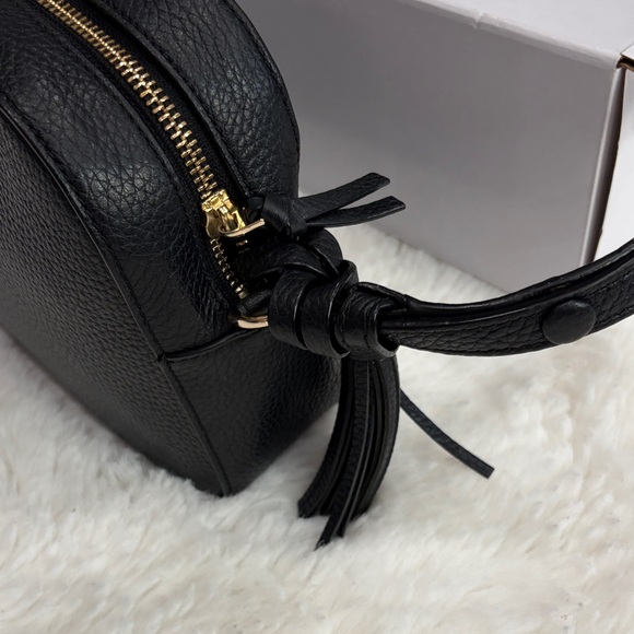 Tory Burch Black Pebbled Leather Crossbody with Tassel - Picture 6 of 17